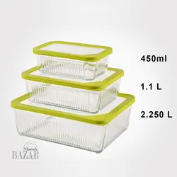 ست ظروف شیشه ای مستطیل شیاردار لیمون کد 2100
