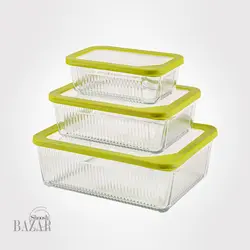 ست ظروف شیشه ای مستطیل شیاردار لیمون کد 2100
