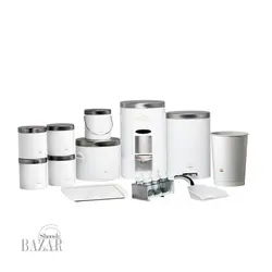 سرویس آشپزخانه 18 پارچه سفید درب استیل بهازکالا