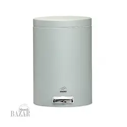سطل زباله پدالدار 6 لیتری نقره ای سمباده ای بهازکالا