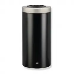 سطل زباله 45 لیتری استوانه ای مشکی درب استیل بهازکالا
