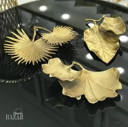 ظرف سرو دکوری آلومینیومی برگ دو طبقه مدل گل مرداب