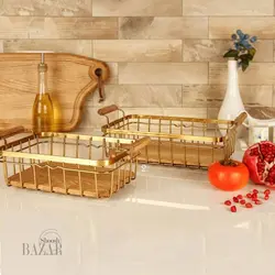 سبد فلزی مستطیل بی وی کی طرح کاریزما طلایی