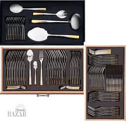 سرویس قاشق و چنگال 116 پارچه ناب استیل مدل ورونا