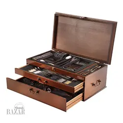 سرویس قاشق و چنگال 124 پارچه ناب استیل مدل پالرمو