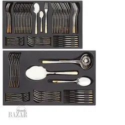 سرویس قاشق و چنگال 86 پارچه ناب استیل مدل ورونا