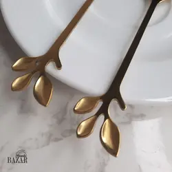 قاشق شربت طلایی مدل برگ بلند کد 4064