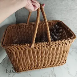 سبد حصیری دسته دار پلاستیکی پیک نیک