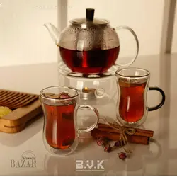 قوری پیرکس دسته دودی بی وی کی (سه سایز)