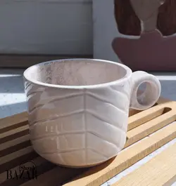 نیم لیوان سرامیک مینیمال طرح برگ