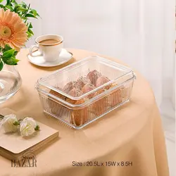 بیسکویت خوری شیاردار شیشه ای مستطیل لیمون