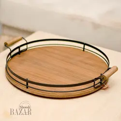 سینی گرد کف چوبی دور فلزی رابروود