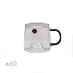 لیوان دو جداره مدل کوهی بی وی کی دسته دودی کد 326012