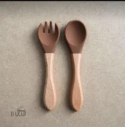 ست قاشق و چنگال سر سیلیکون کودک