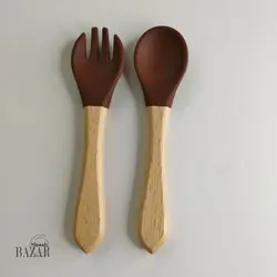 ست قاشق و چنگال سر سیلیکون کودک