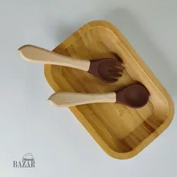 ست قاشق و چنگال سر سیلیکون کودک
