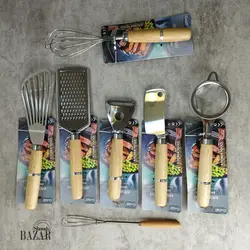 ابزار آشپزخانه سر استیل دسته چوبی چین