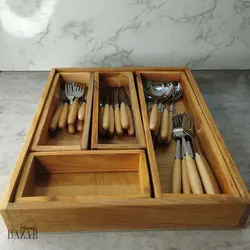 جا قاشقی چوبی داخل کابینتی کوچک 5 خانه