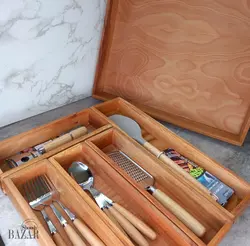 جا قاشقی چوبی داخل کابینتی بزرگ 6 خانه