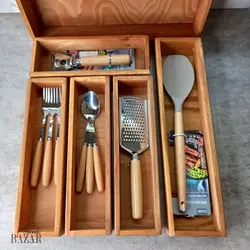 جا قاشقی چوبی داخل کابینتی بزرگ 6 خانه