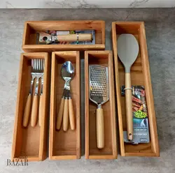 جا قاشقی چوبی داخل کابینتی بزرگ 6 خانه