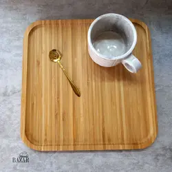سینی سرو مربع لبه دار بامبو