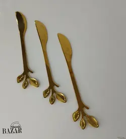 کارد میوه خوری طلایی طرح برگ