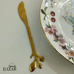 کارد میوه خوری طلایی طرح برگ