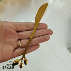 کارد میوه خوری طلایی طرح برگ