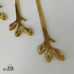 کارد میوه خوری طلایی طرح برگ