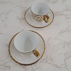 فنجان و نعلبکی چای خوری طلایی نسترن