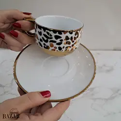 فنجان و نعلبکی چای خوری طلایی نسترن