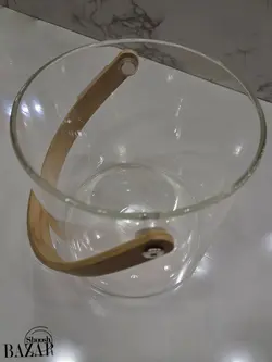 سطل یخ پیرکس دسته بامبو گرد ساده