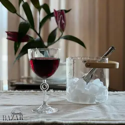 سطل یخ پیرکس دسته بامبو گرد ساده