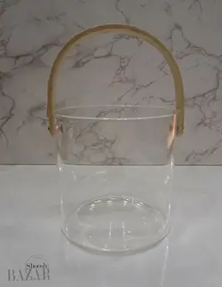 سطل یخ پیرکس دسته بامبو گرد ساده