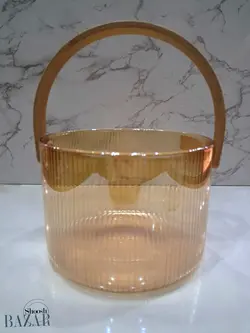 سطل یخ پیرکس دسته بامبو شیاردار عسلی