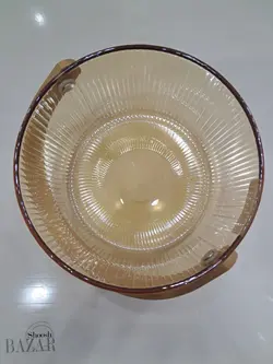 سطل یخ پیرکس دسته بامبو شیاردار عسلی
