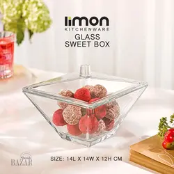 شکلات خوری شیشه ای در اکرولیک مربع لیمون