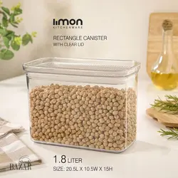 بانکه حبوبات رویال مستطیل درب شفاف اکرولیک لیمون 3 سایز