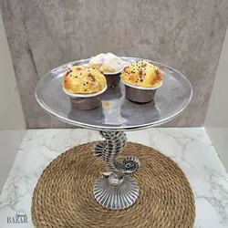 شیرینی خوری پایه دار آلومینیوم دکوری اسب دریایی
