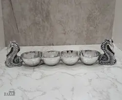 اردو خوری 4 خانه آلومینیوم دکوری اسب دریایی