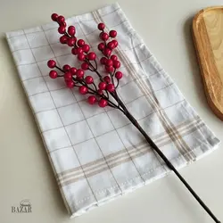 دستمال سفره و زیر بشقابی 4 خانه درشت قهوه ای لینن ترک