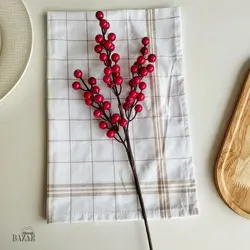 دستمال سفره و زیر بشقابی 4 خانه درشت قهوه ای لینن ترک
