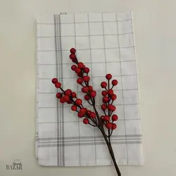 دستمال سفره و زیر بشقابی 4 خانه درشت طوسی لینن ترک