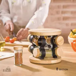 ست ادویه گردان 8 عددی چوب و فلز لیمون کد 2305