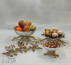 سرویس 4 پارچه پذیرایی آلومینیوم دکوری لوتوس