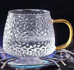 لیوان پیرکس مدل یخی دسته زرد شعله مستقیم چین