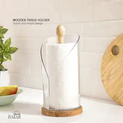 جا دستمال رولی اکرولیک پایه چوبی لیمون کد 2254