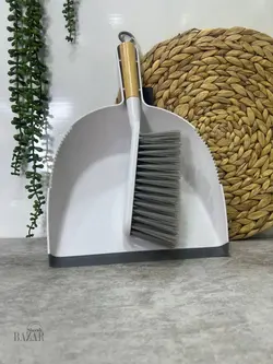 فرچه و خاک انداز دسته چوبی بزرگ کد 3080 - BazarShoosh