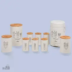 سرویس آشپزخانه 10 پارچه کرم کاکتوس یونیک کد 8062 - BazarShoosh